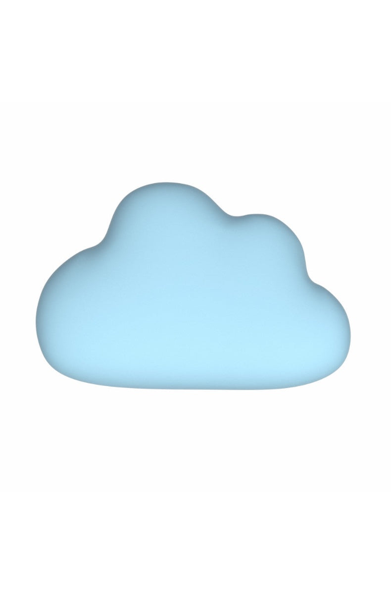 Front view of cloud-shaped clitoral vibrator in powder blue silicone