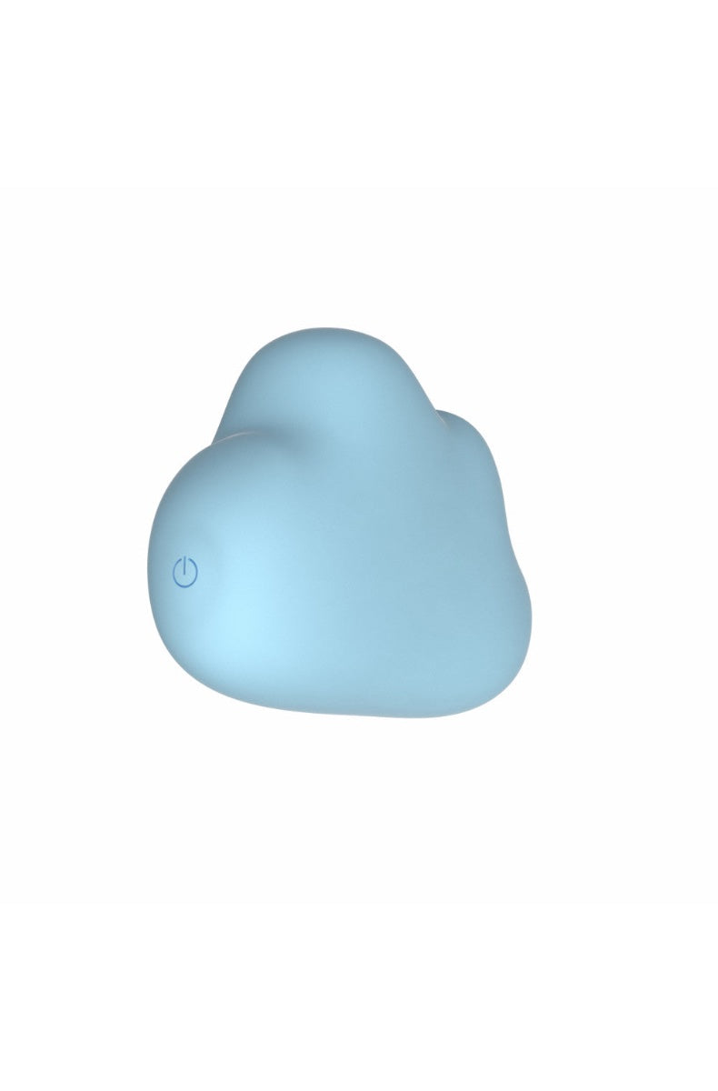 Bottom view of cloud vibrator showing power button and textured silicone nubs