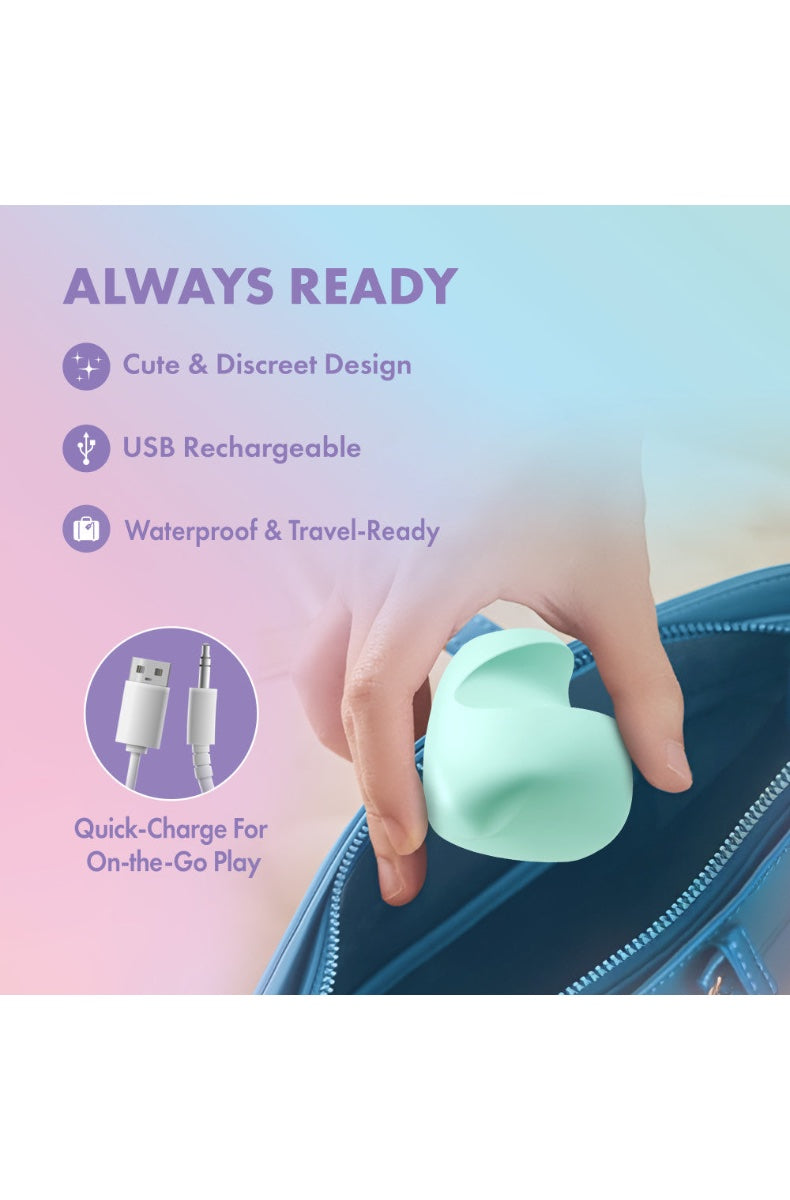 Marketing graphic highlighting compact size, waterproof rating, and partner play capabilities
