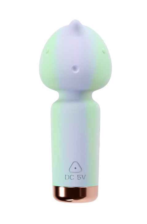 Top-down view of vibrator head showing four circular textured pleasure zones