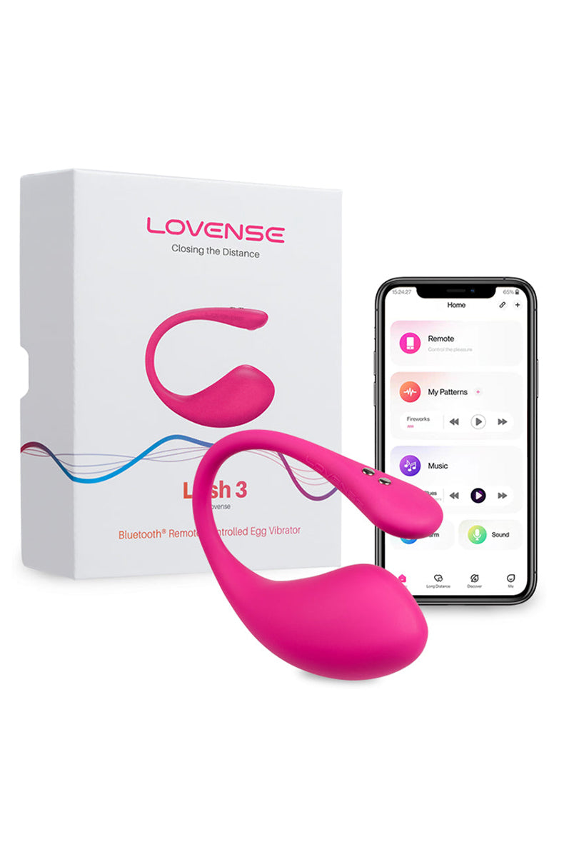 Lovense Lush 3 displayed alongside its magnetic USB charging cable.