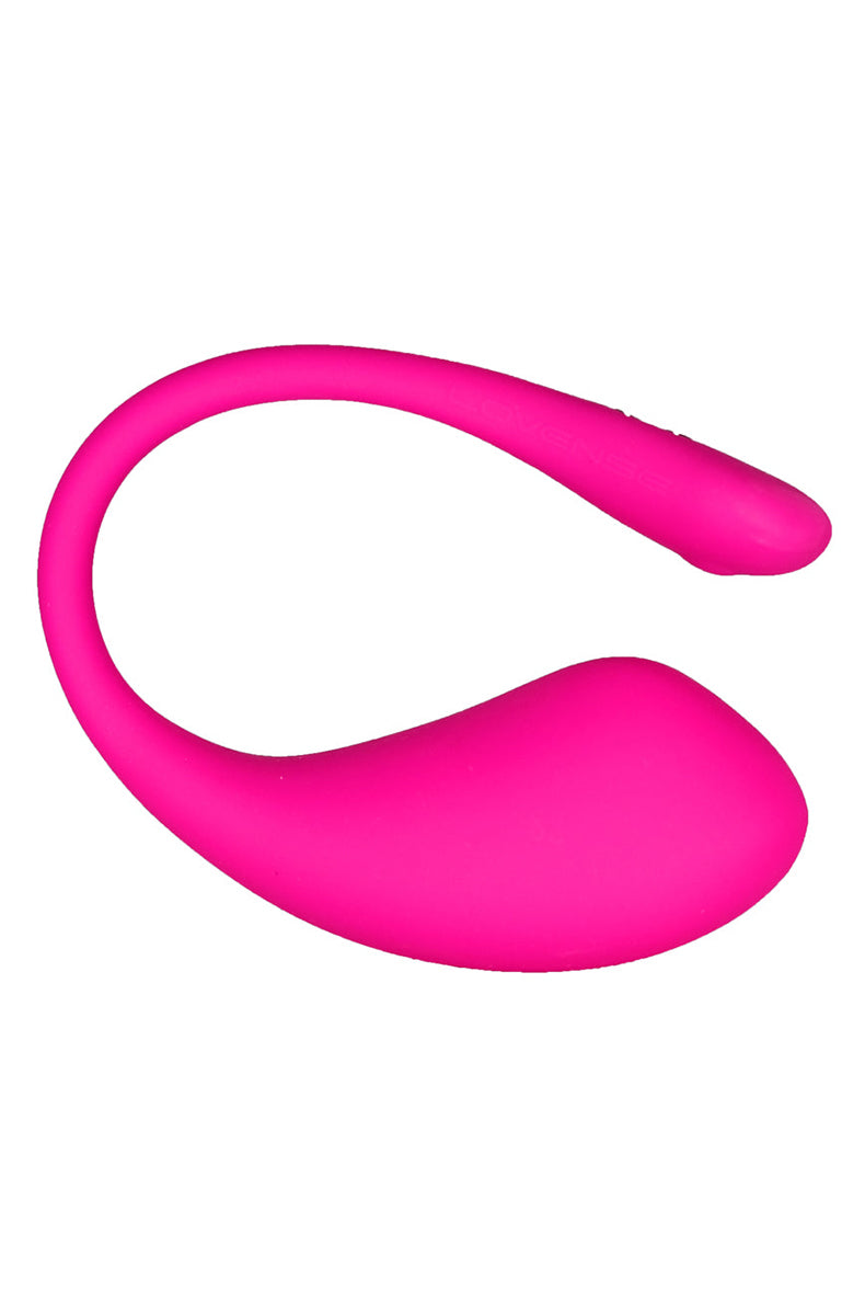 Lovense Lush 3 from a side angle showing the smooth silicone surface in hot pink.