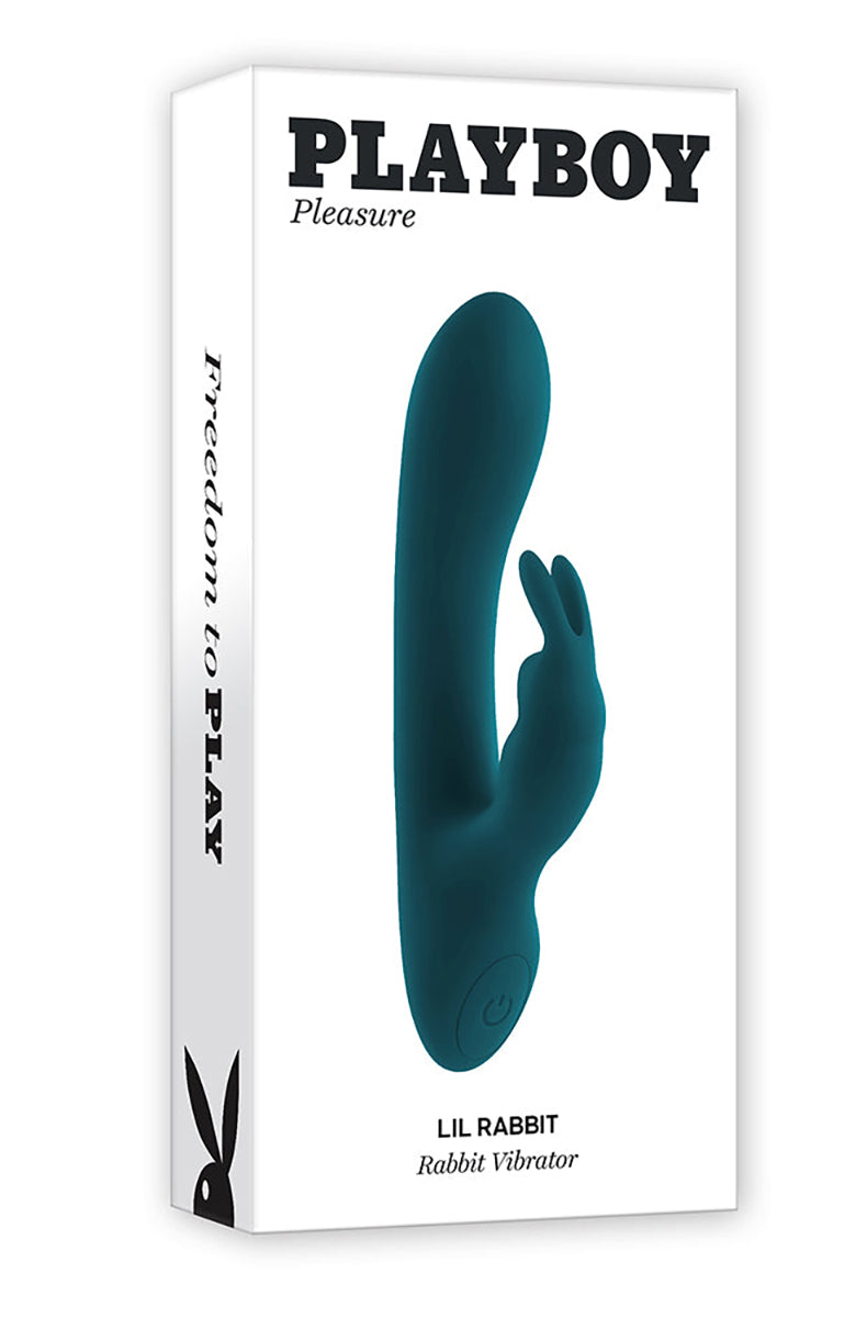 Playboy Lil Rabbit Vibrator side view showing curved flexible shaft and bunny clitoral arm.