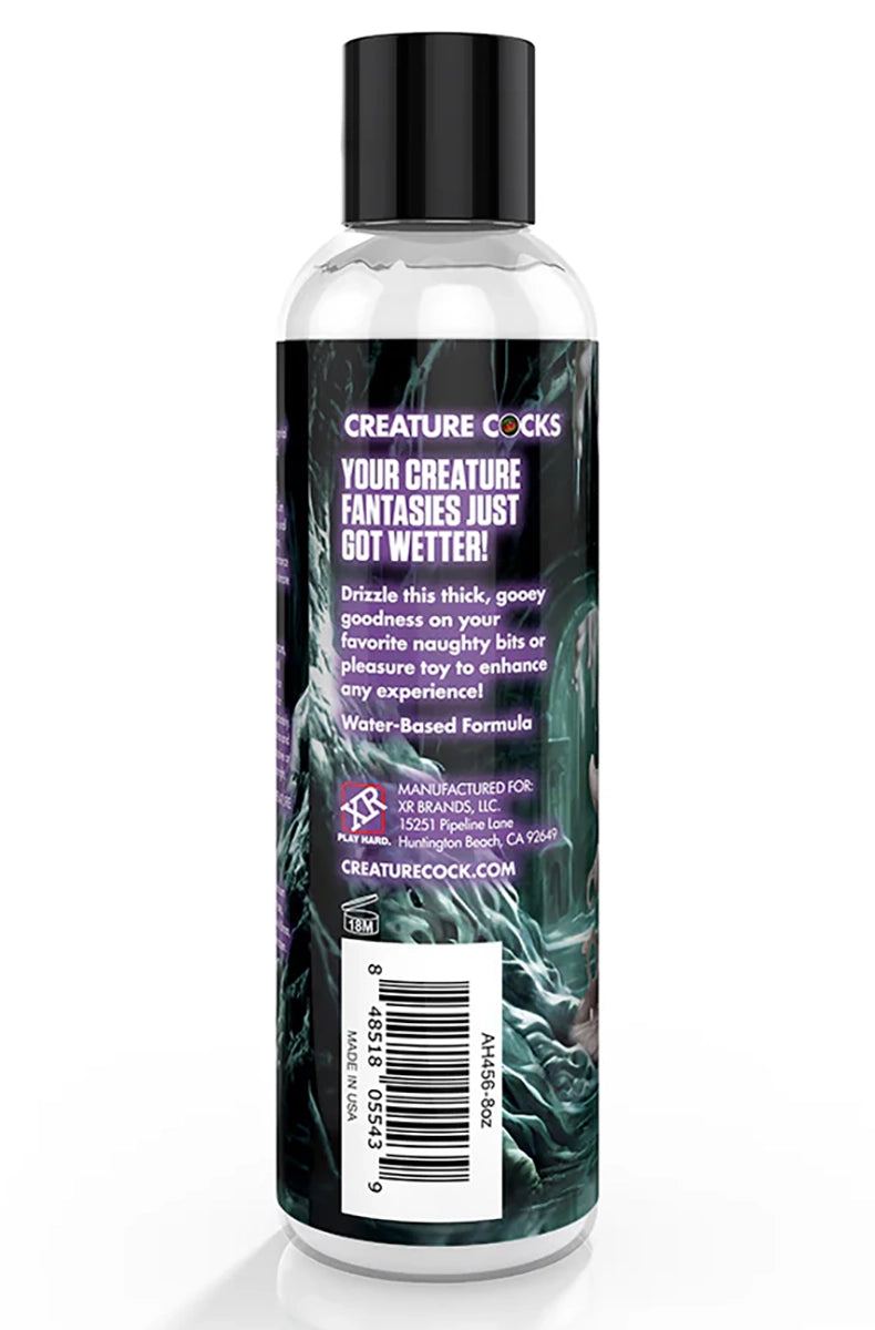 Back view of the Creature Cum lubricant bottle showing label and ingredient panel.