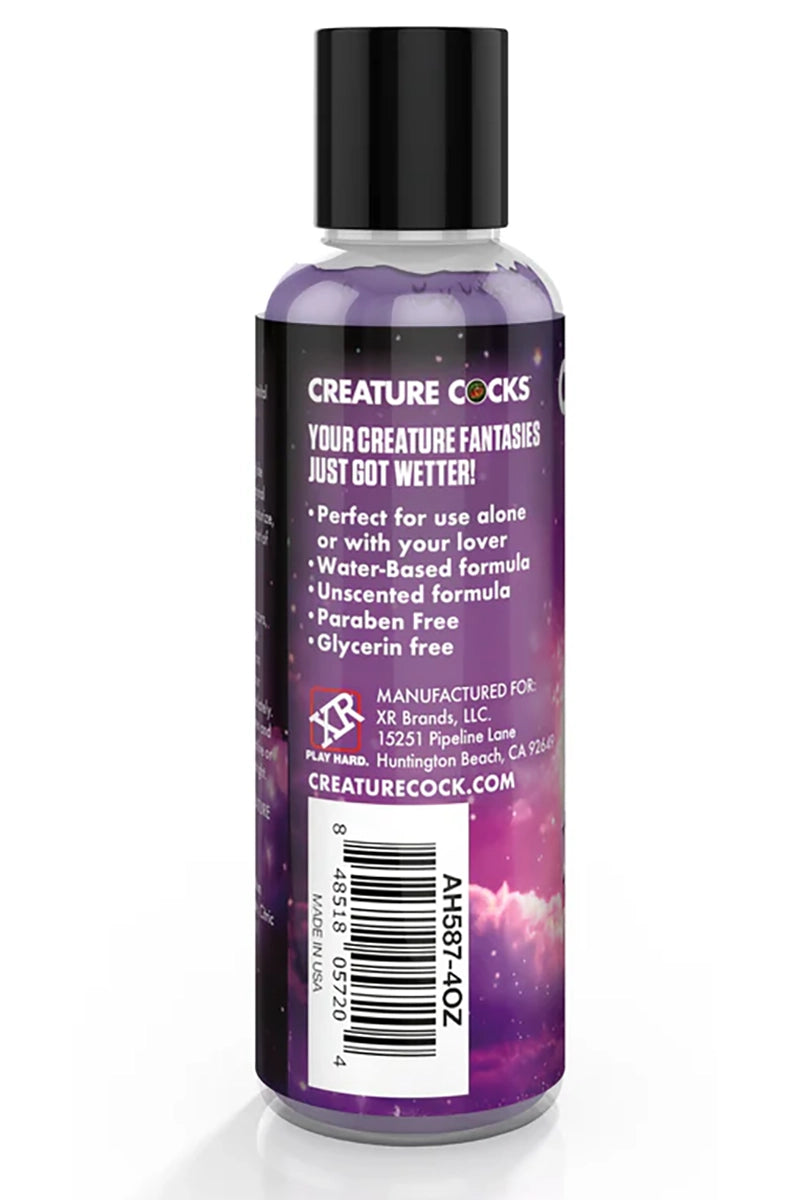 Rear of Creature Slime purple lubricant bottle showing ingredient list.
