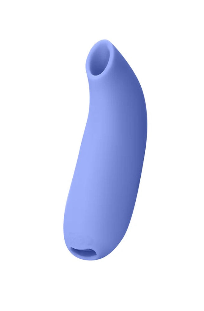 Back view of periwinkle suction toy showing smooth curved profile