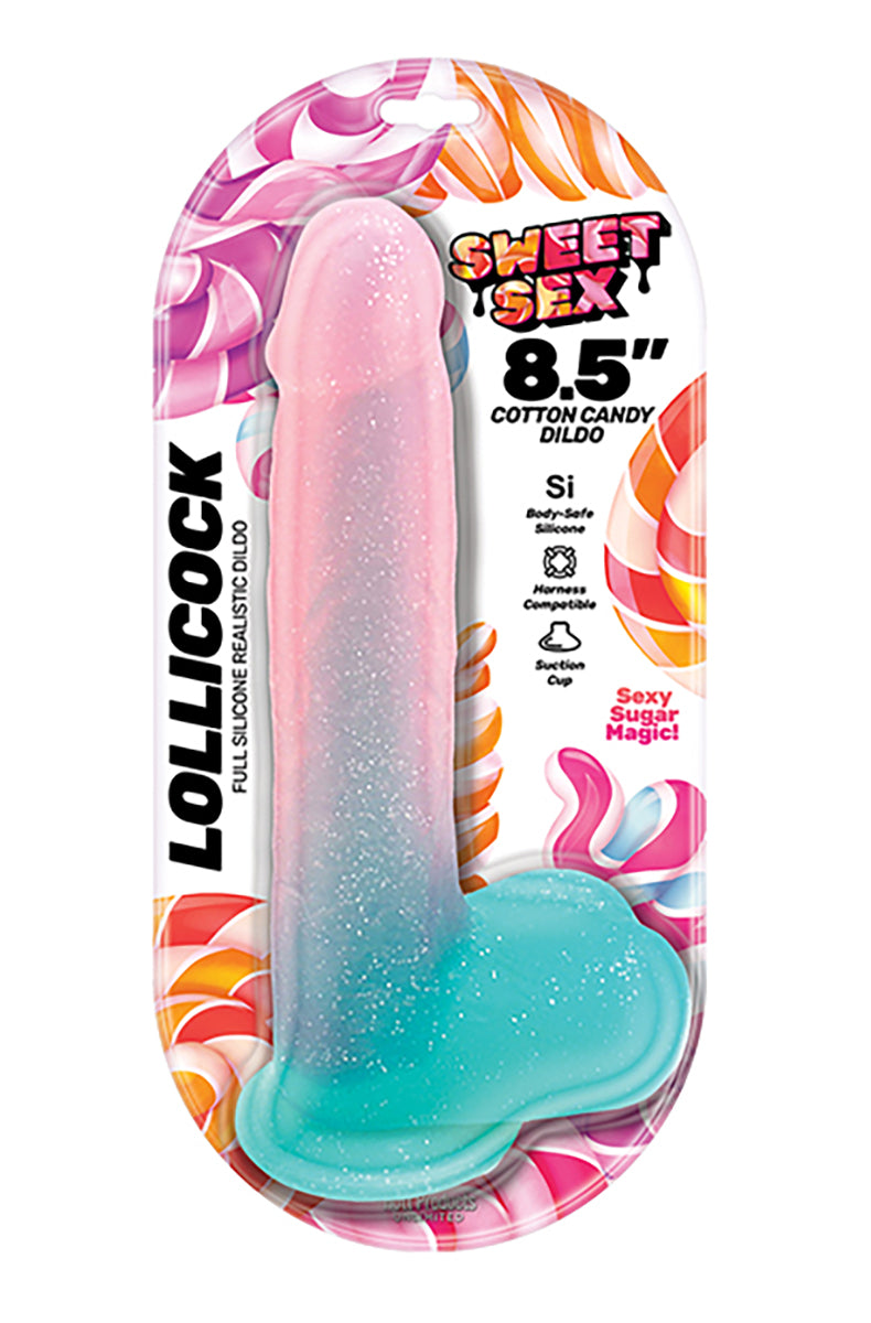 Sweet Sex Lollicock 8.5 inch retail blister pack with candy swirl background