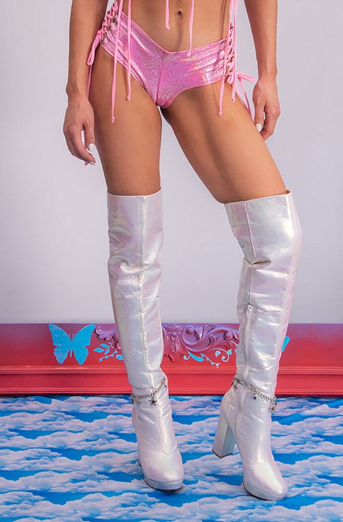 barbie pink rave shorts