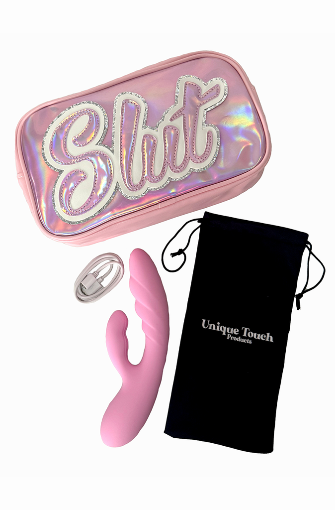 pink silicone rabbit vibrator pleasure kit for clitoral and g-spot stimulation