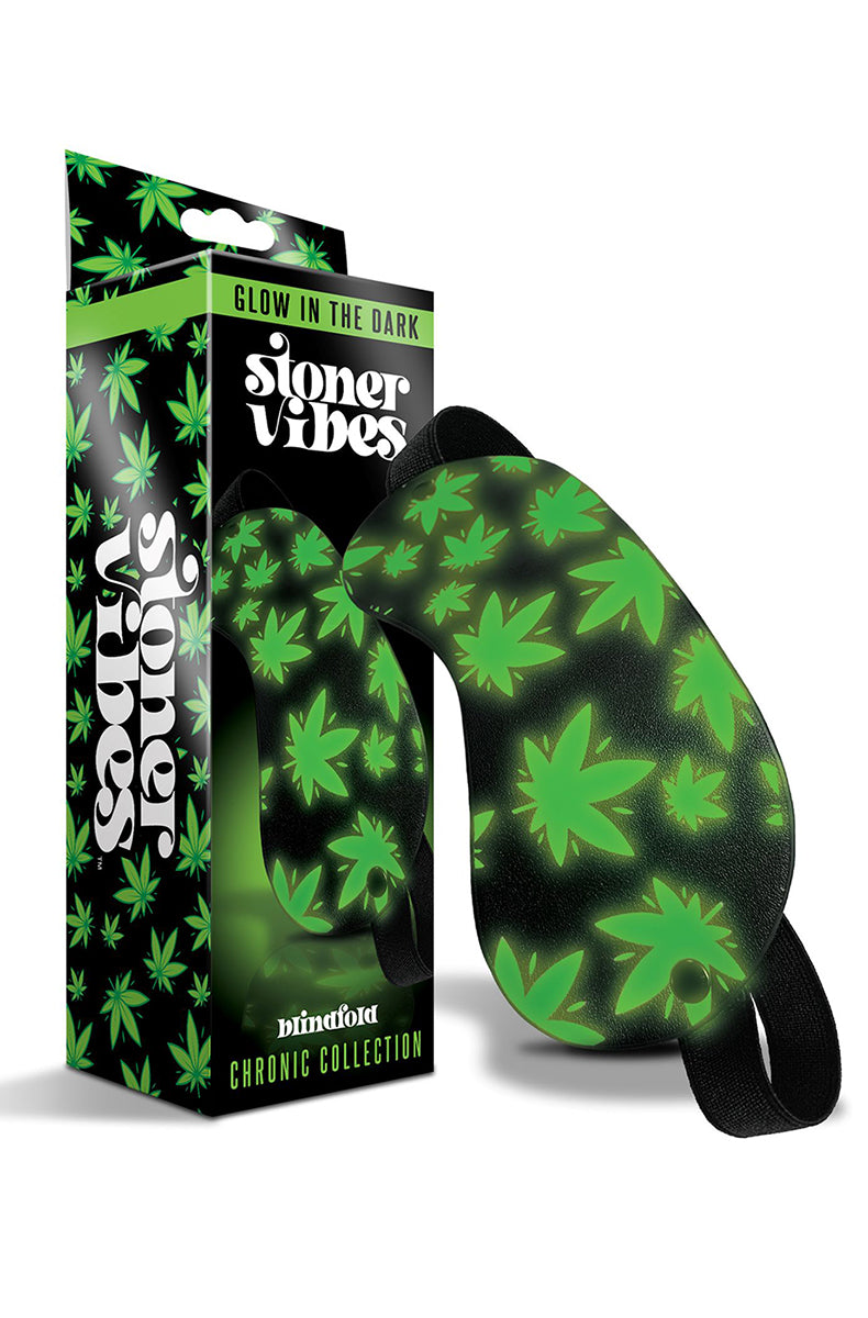 Back of Stoner Vibes blindfold showing nylon strap and button closure.