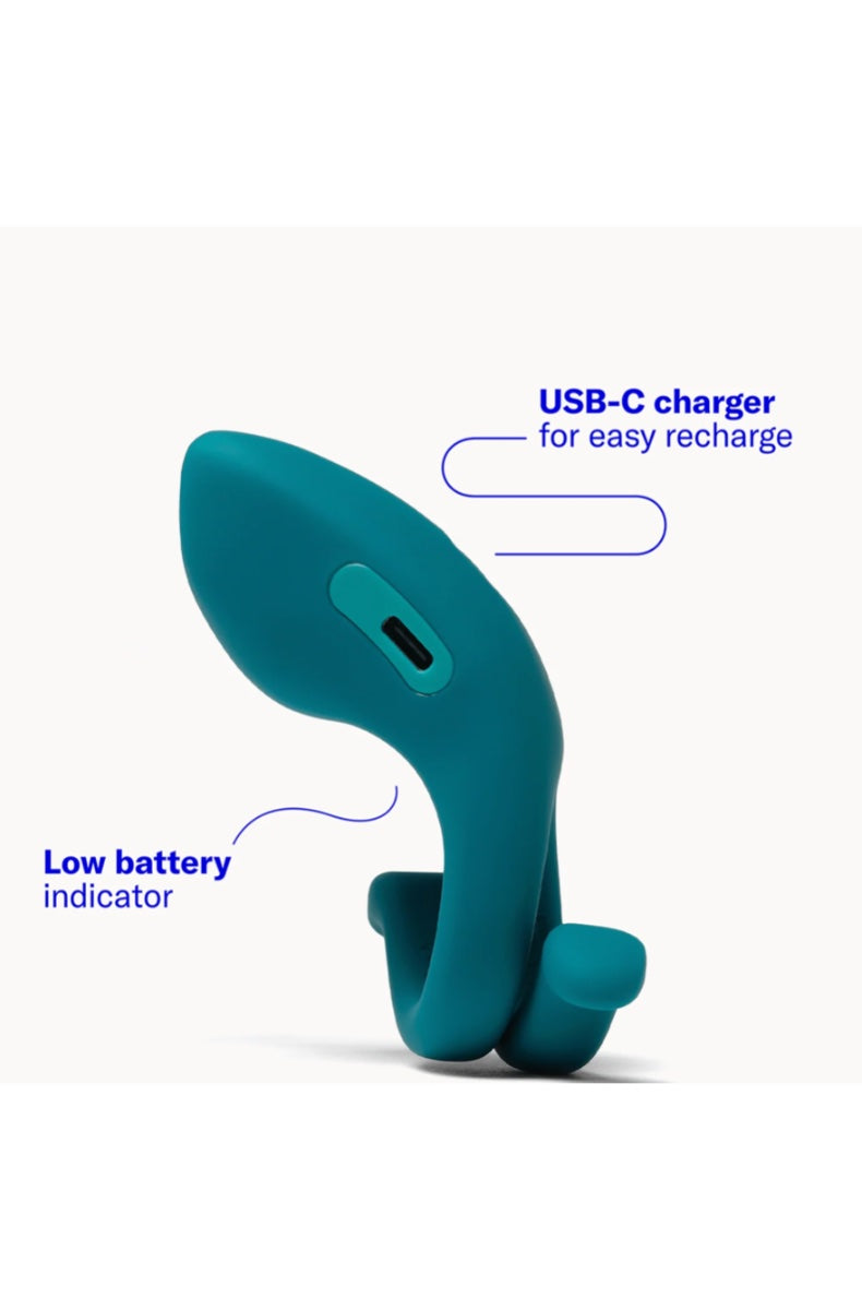 Back view of ring showing USB-C charging port and low battery indicator locations