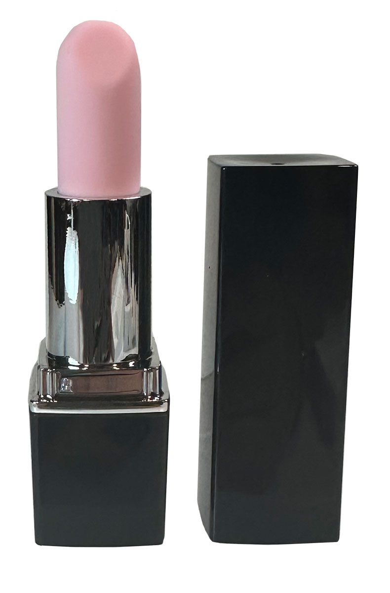 Detail view of pink lipstick-shaped discreet vibrator with twist base control.