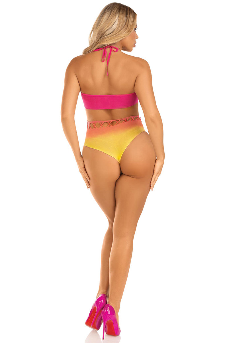 Leg Avenue sunset ombre halter seamless bodysuit