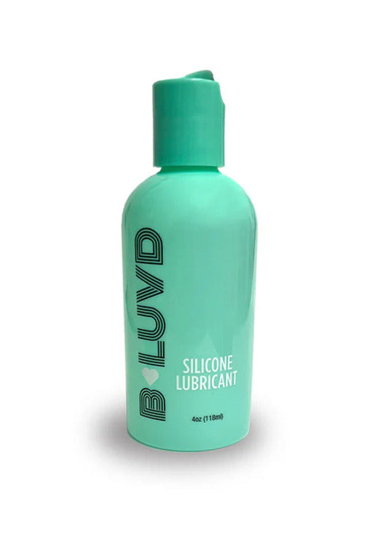 B-Luvd Silicone Lubricant mint green 4 oz bottle