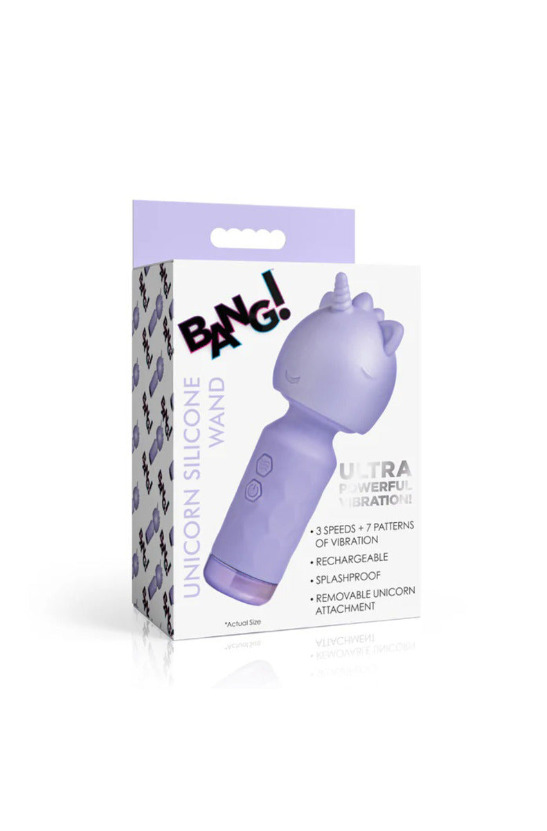 Bang! Unicorn Silicone Wand lavender vibrator retail package