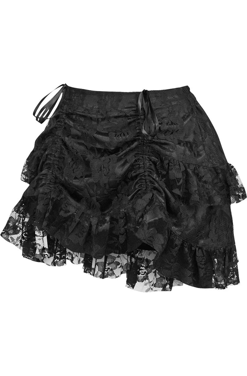 Size inclusive gothic bustle skirt adjustable drawstring length