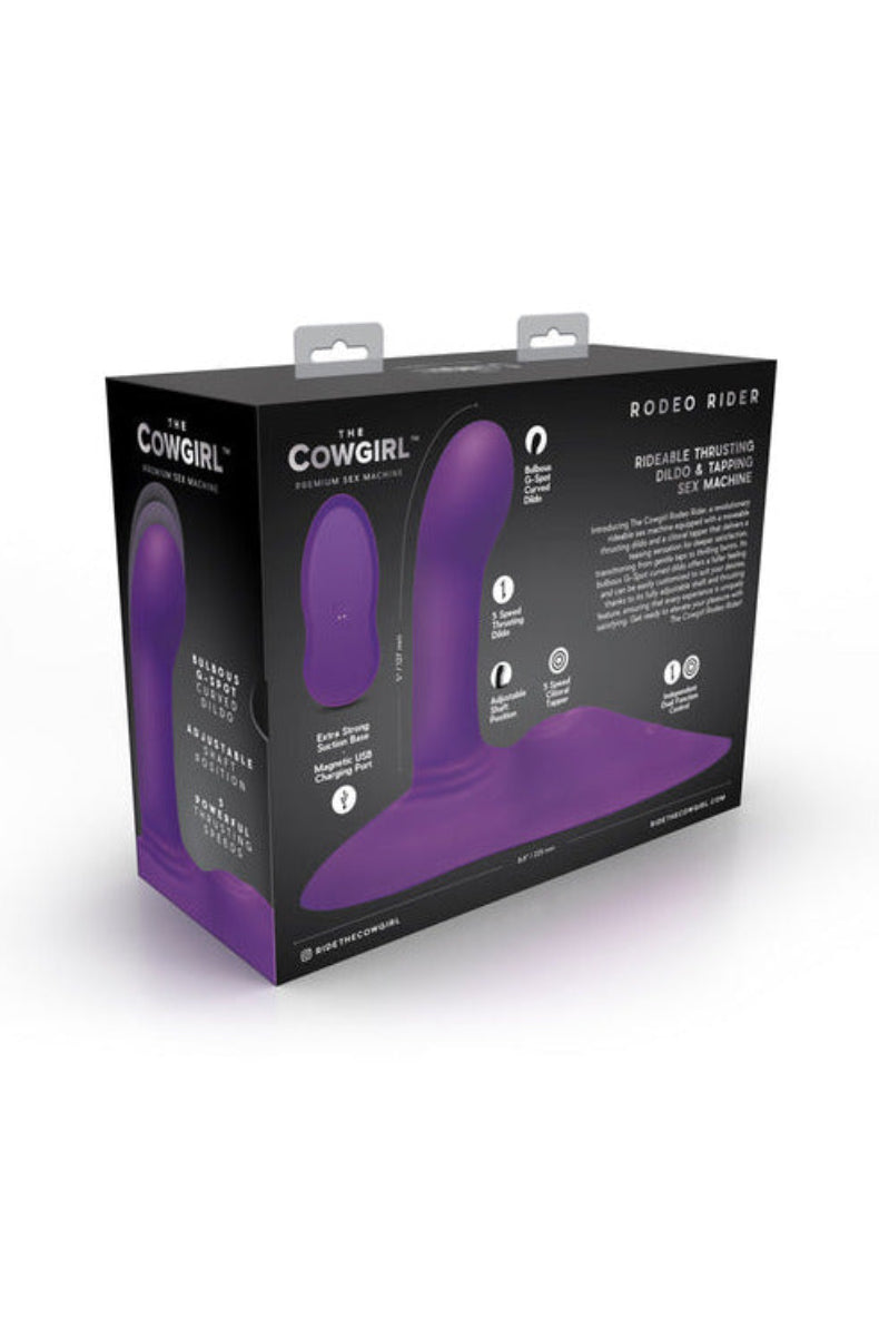 Back of The Cowgirl Rodeo Rider packaging listing features and specs