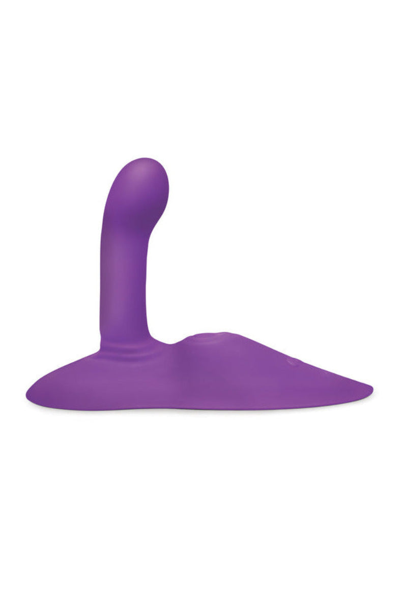 Side view of the Rodeo Rider showing the curved thrusting shaft on the saddle base