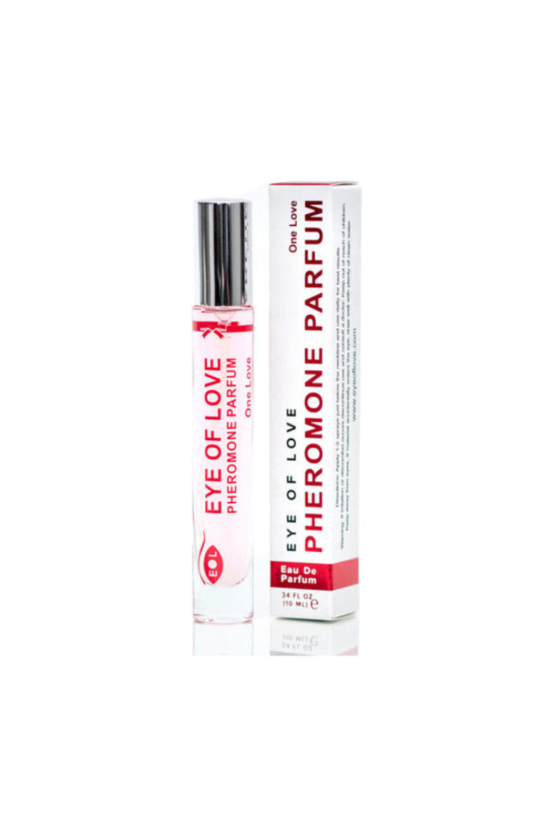 Eye of Love One Love pheromone perfume bottle and red box, Attract Him