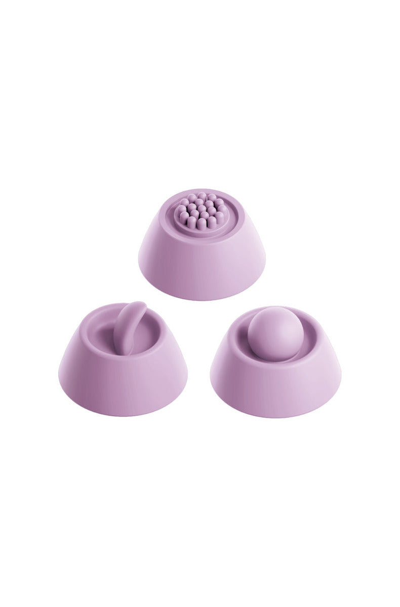 The three interchangeable FlickerFlow clitoral attachments for the G-Touch Pulse Pro