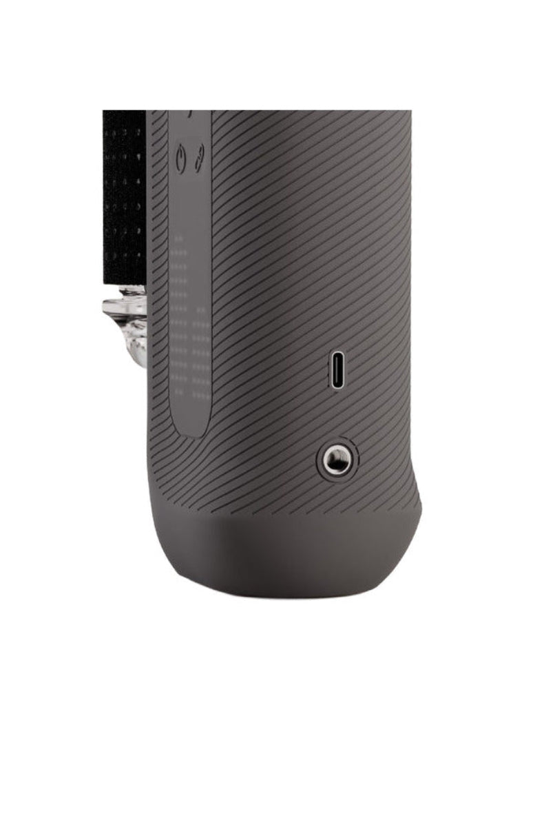 Close-up of The Handy 2 base showing the USB-C charging port and hands-free mounting screw socket