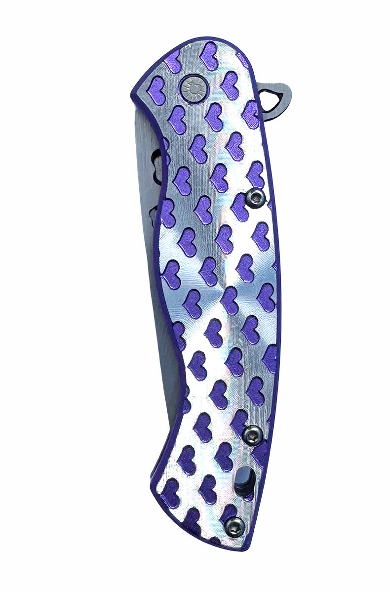 Aesthetic tactical knife lifestyle everyday carry purple heart details for women