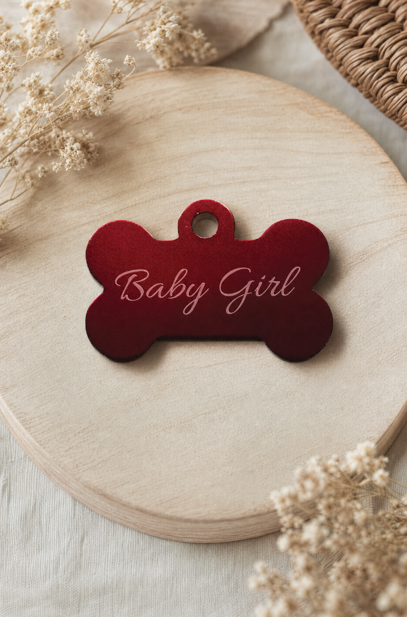Custom engraved bone collar tag for kink pet play, made to order