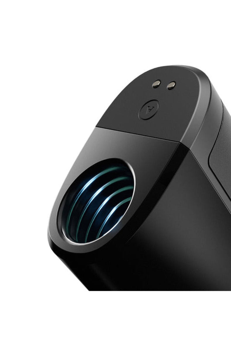 Close-up of the Arcwave Ion 2 Pleasure Air opening glowing blue beside the control buttons