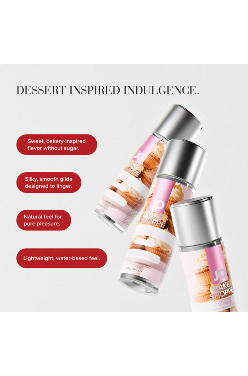 JO Bake Shoppe Frosted Cupcake lube features: sugar-free, water-based, natural feel