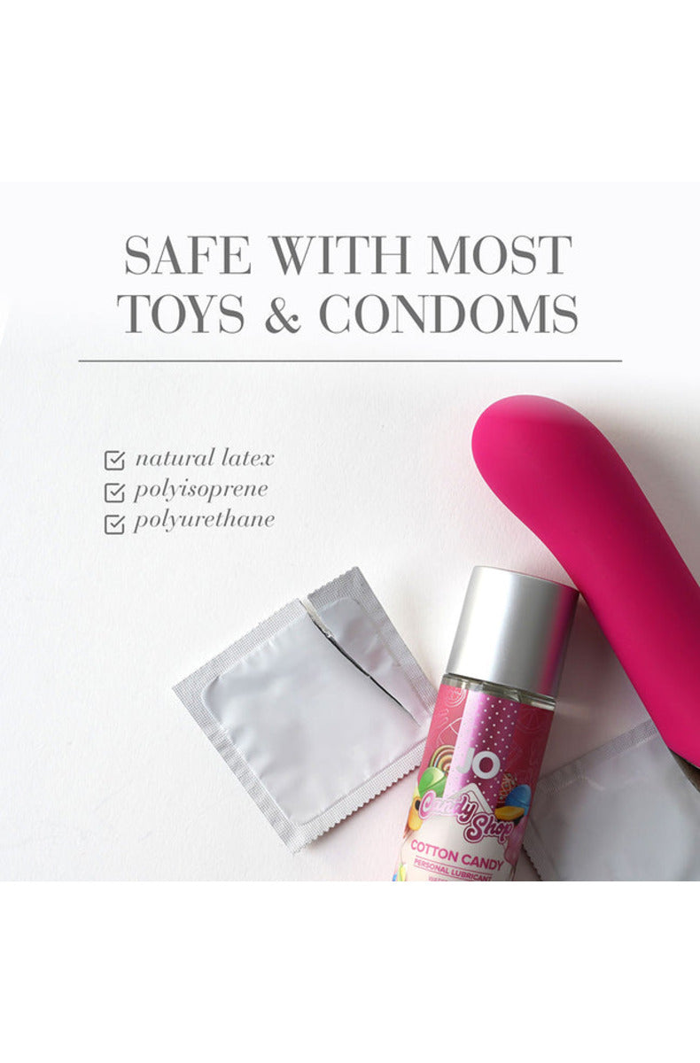 JO Candy Shop Cotton Candy lube safe with most toys and condoms