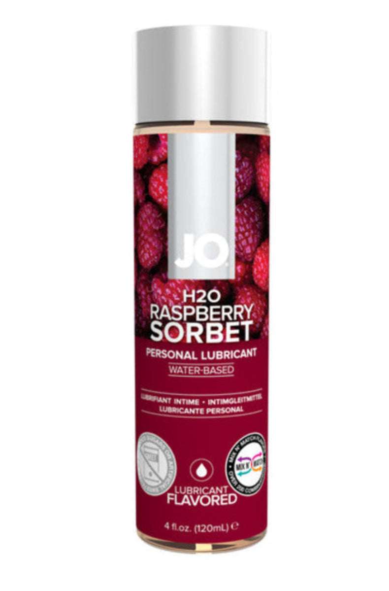JO H2O Raspberry Sorbet flavored water-based lubricant 4 fl oz bottle