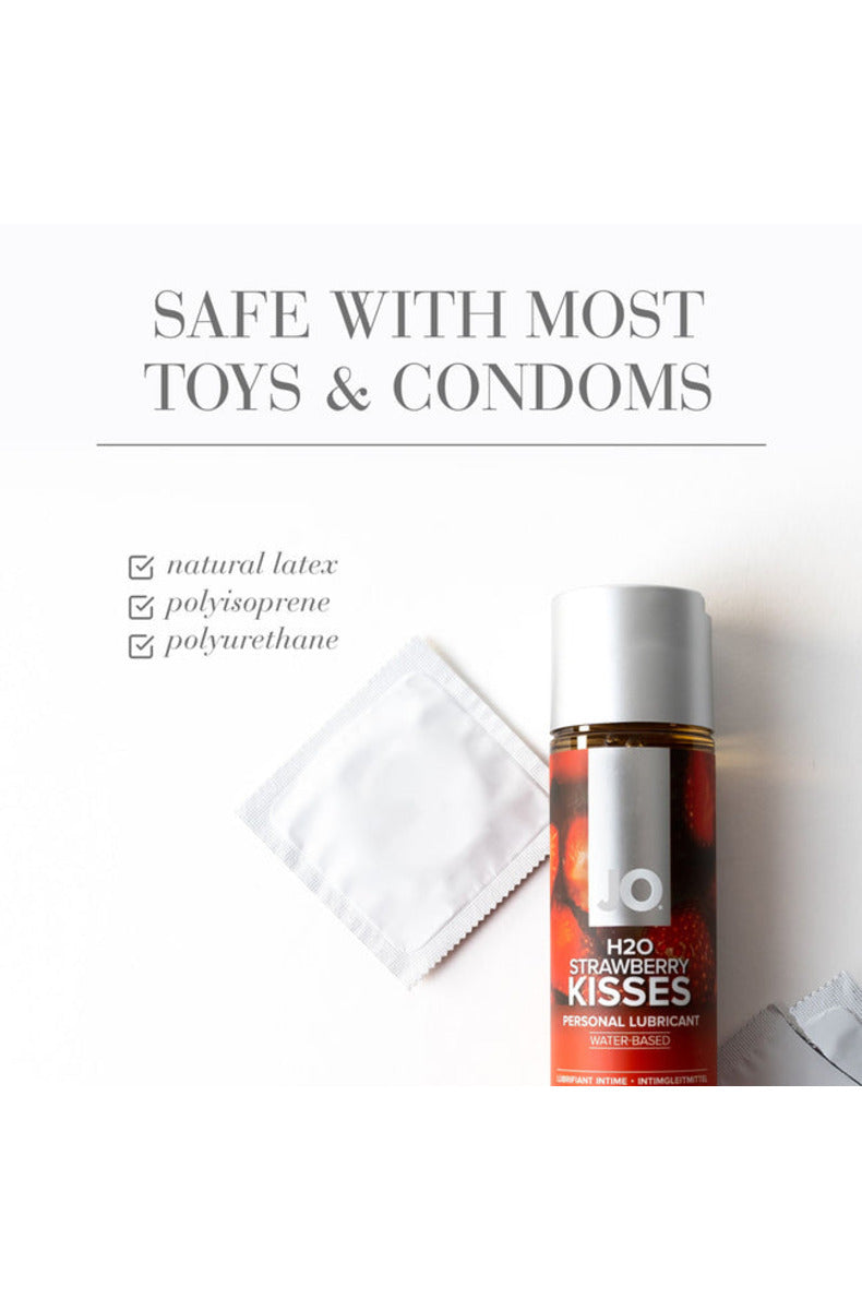 JO H2O Strawberry Kisses lube safe with most toys and condoms