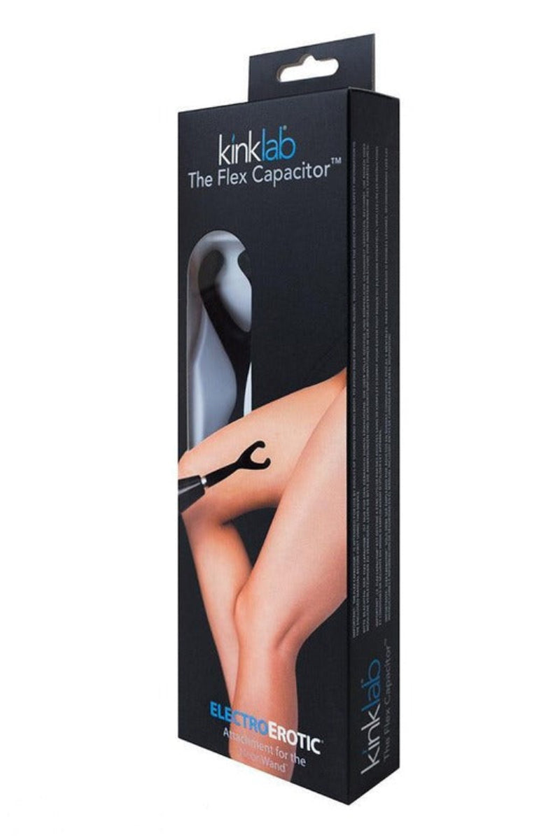KinkLab Flex Capacitor box, an ElectroErotic attachment for the Neon Wand, showing the forked silicone tip.