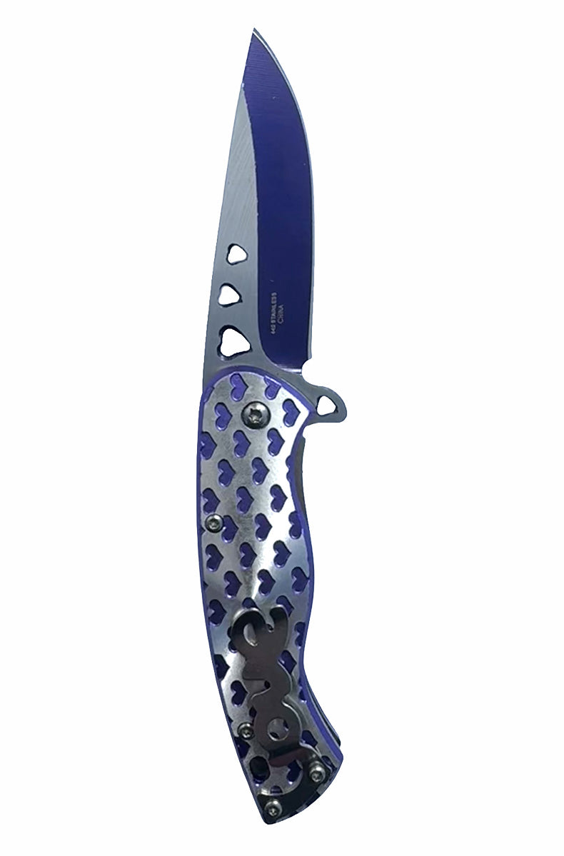 Spring assist knife tactical blade aesthetic purple heart everyday protection for women