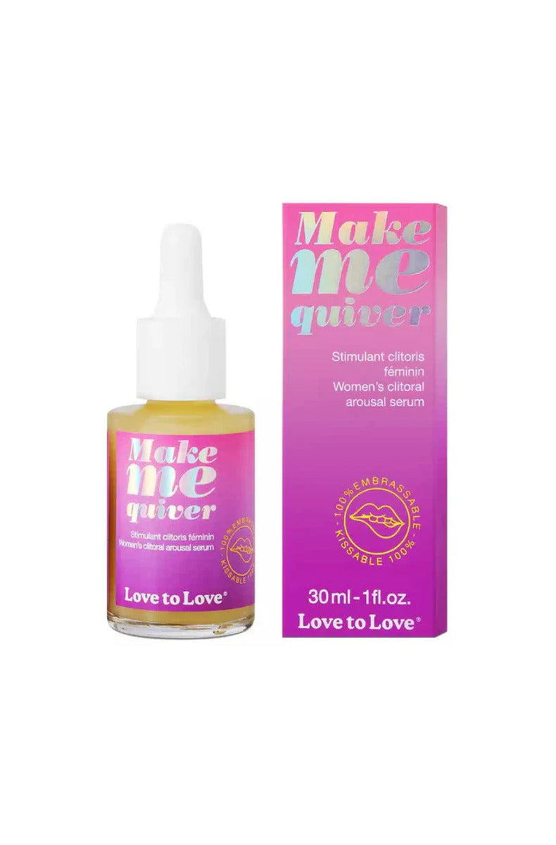 Love to Love Make Me Quiver clitoral arousal serum dropper bottle and box