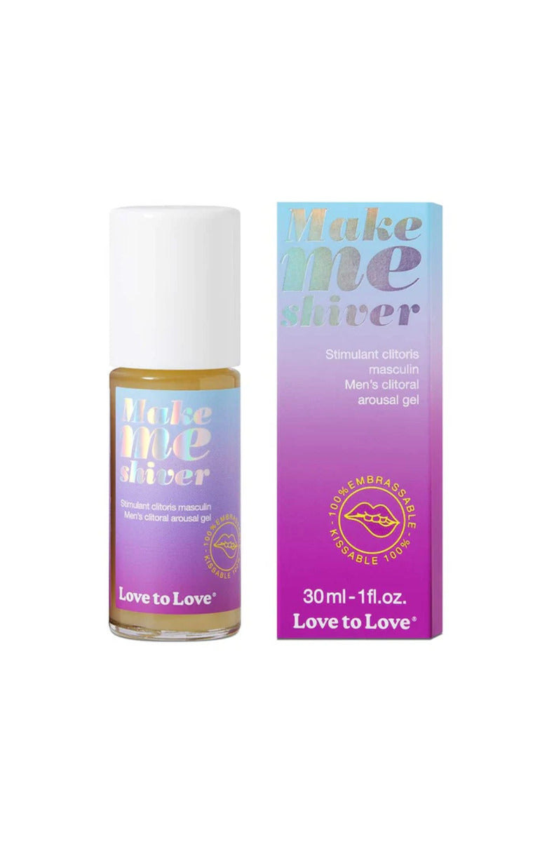 Love to Love Make Me Shiver frenulum arousal serum roll-on bottle and box