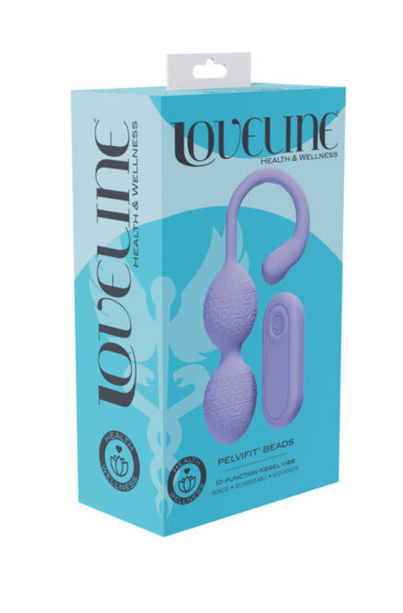 LoveLine PelviFit Beads box, 10-function kegel vibe with remote, rechargeable and waterproof.