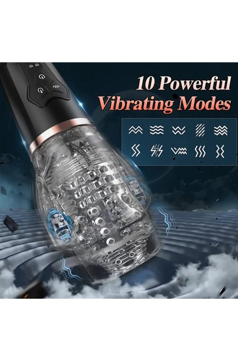 Infographic showing The Male Rose 2 has 10 powerful vibrating modes