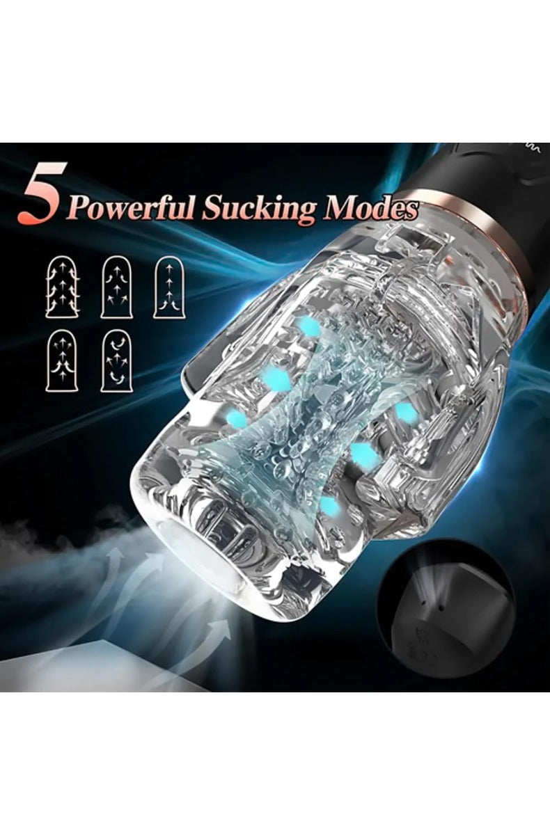 Infographic showing The Male Rose 2 has 5 powerful sucking modes