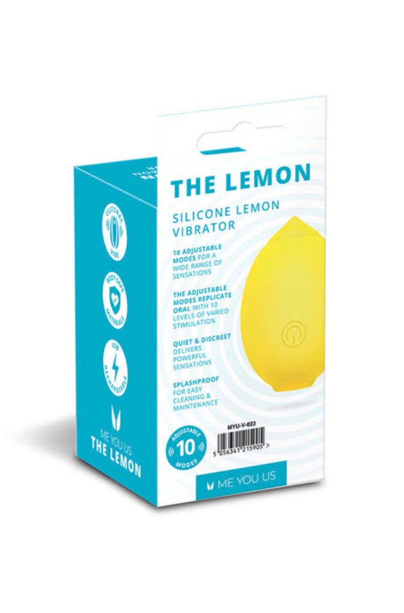 Me You Us The Lemon suction clitoral stimulator package with feature icons