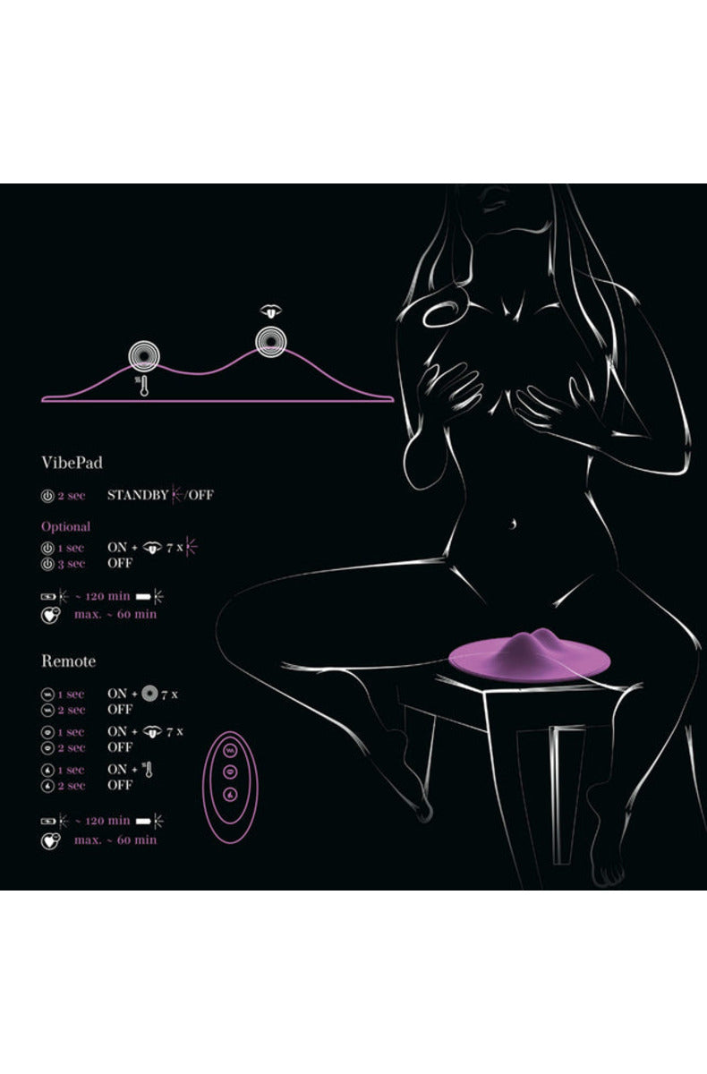 Orion VibePad 2 function guide for vibration, tongue and warming settings