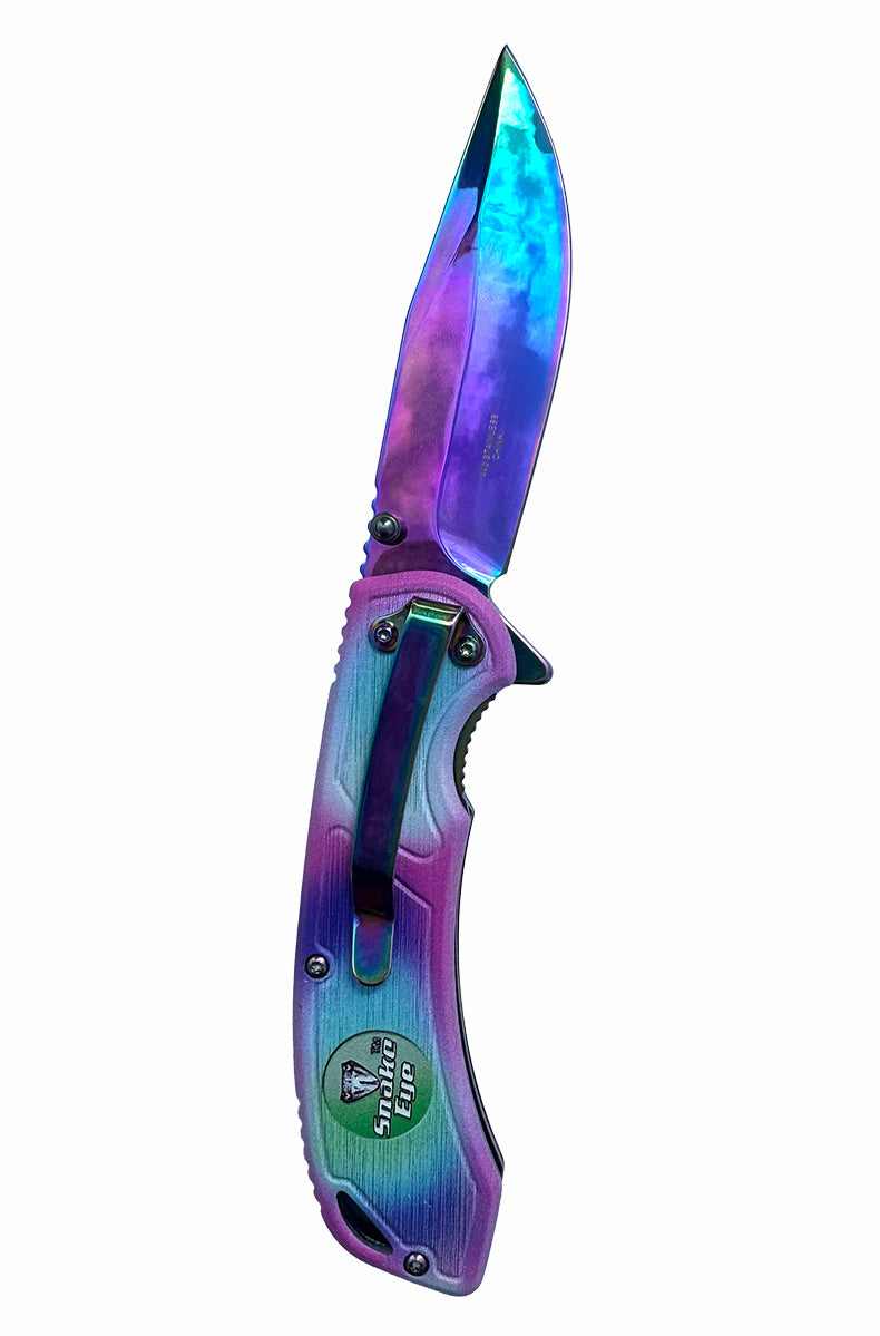 close up titanium finish 440 stainless steel blade texture 