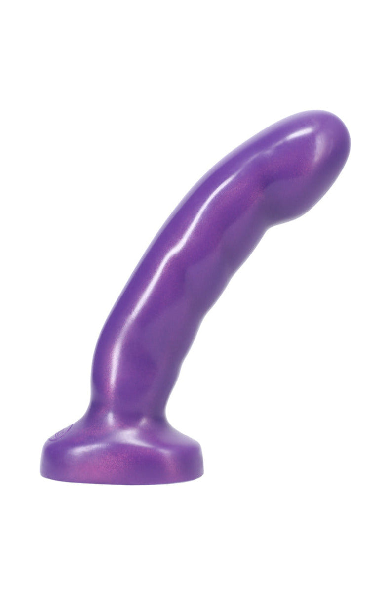 Tantus Acute amethyst angled dildo, straight-on view