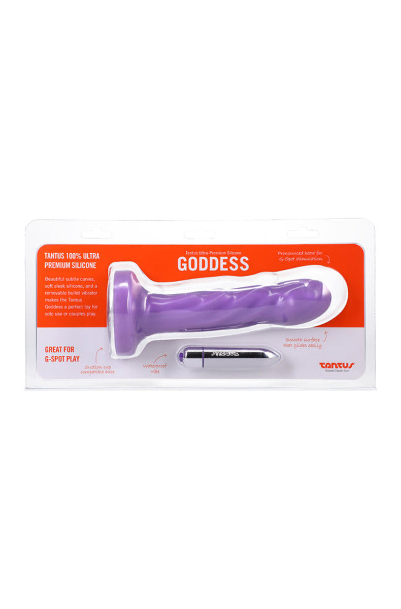 Tantus Goddess lavender vibrating dildo retail package