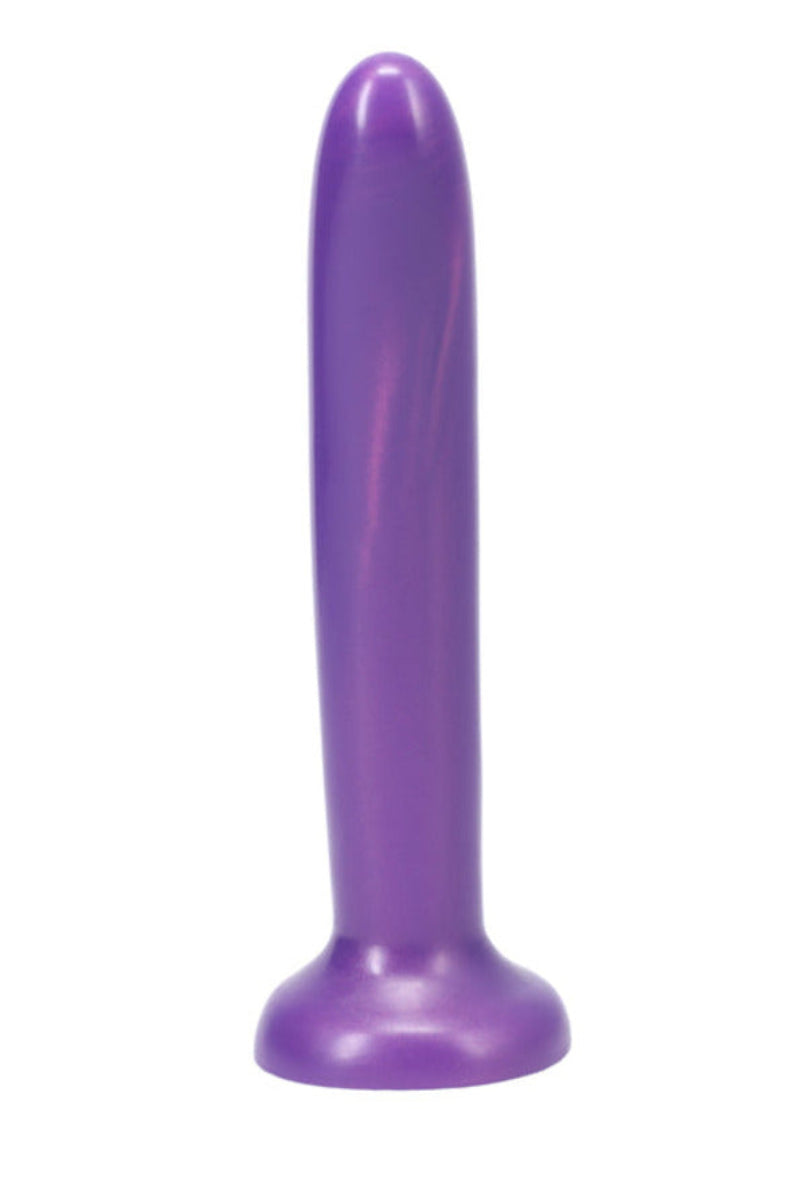 Tantus Leisure amethyst dildo, detail of the smooth curved shaft