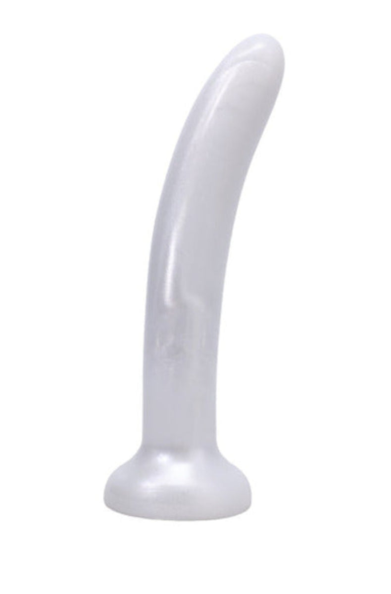 Tantus Leisure pearl white dildo showing its gentle curve