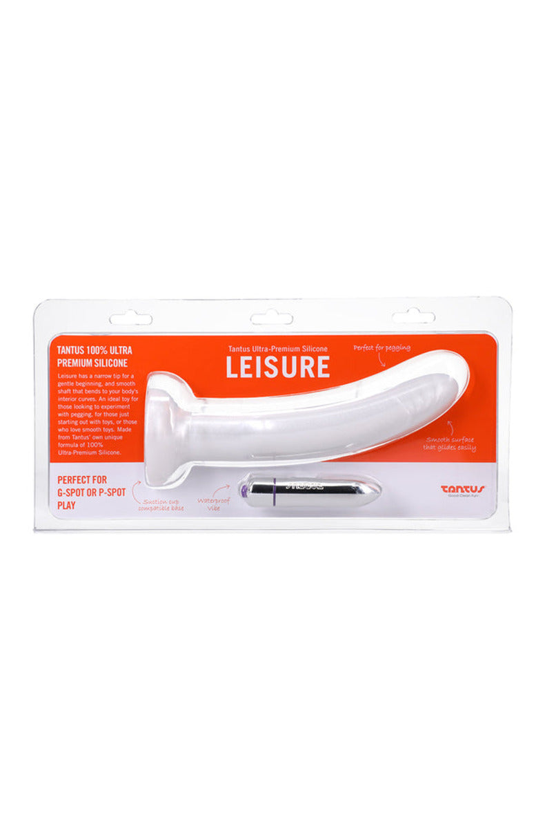 Tantus Leisure pearl white vibrating dildo retail package