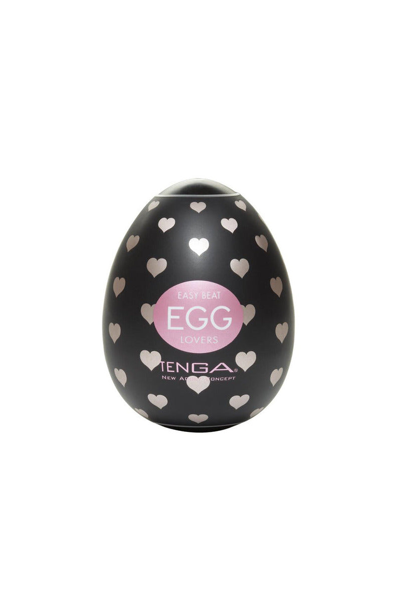 Tenga Egg Lovers, black egg case with heart pattern