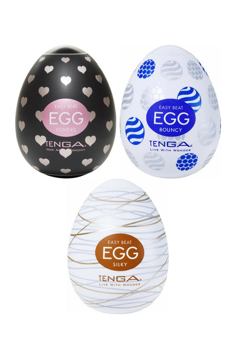 Tenga Egg Sweet Trio bundle: Lovers, Silky, and Bouncy eggs together