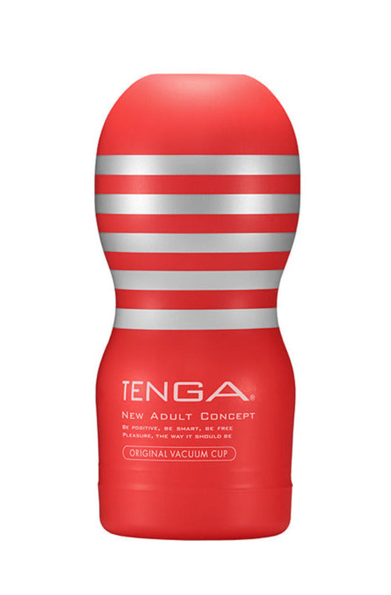 Tenga Original Vacuum Cup, red and silver single-use stroker cup
